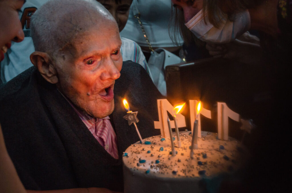 Juan Vicente Pérez Mora, world's oldest man, at his 114th birthday party in Venezuela