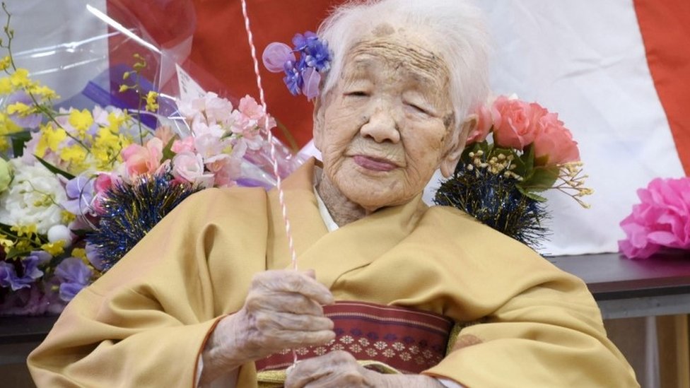 Kane Tanaka, Japan's oldest person ever, at age 119. 