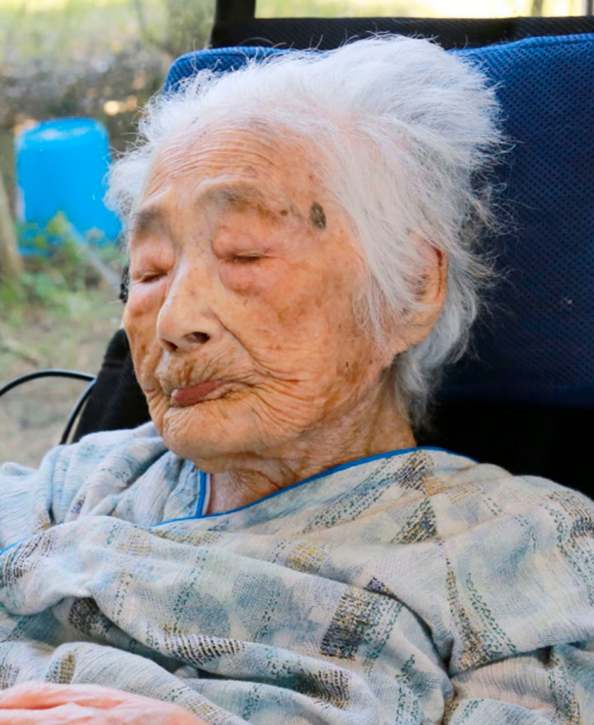 Japanese supercentenarian Nabi Tajima at age 116. 