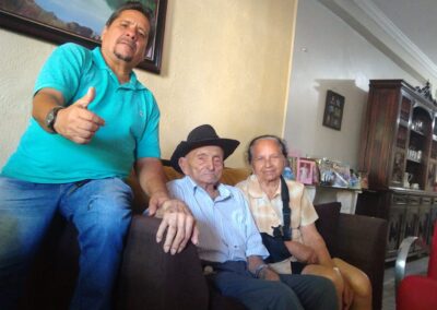 In June 2023, aged 106, with his daughter Nilda and his grandson.