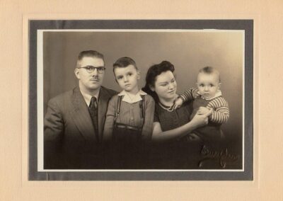 In 1942, with her husband, and their sons, Roberto and Mauro.