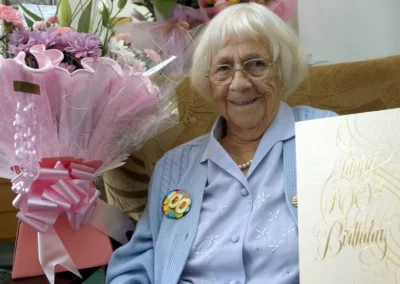 On her 100th birthday. (Source: Gazette Live)