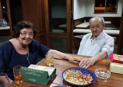 At the age of 99, with her brother Wilson (aged 90).