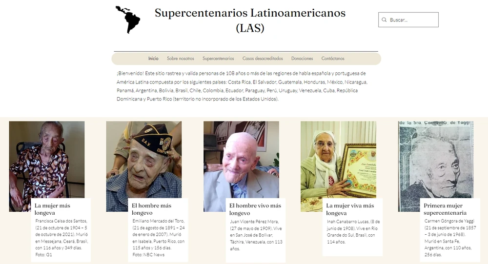 The LAS home page (December 2022).