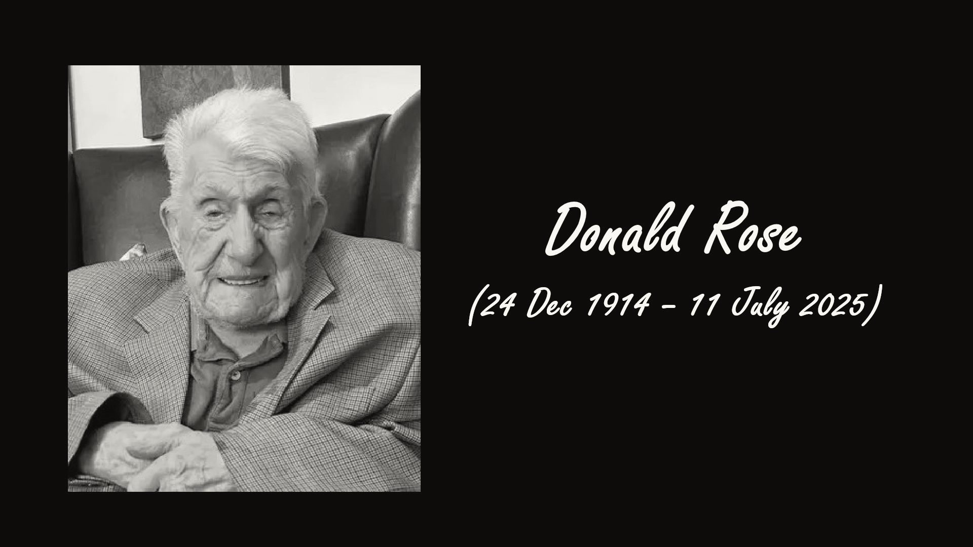 Donald Rose, UK's Oldest Man, Dies at 110