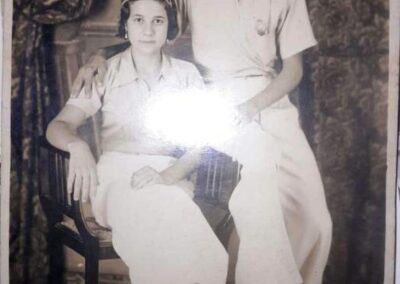 As a young woman, with her husband.