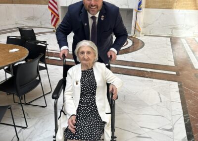 In April 2024, at the age of 109, alongside Massachusetts State Representative David Muradian. (Source: Facebook / David Muradian)
