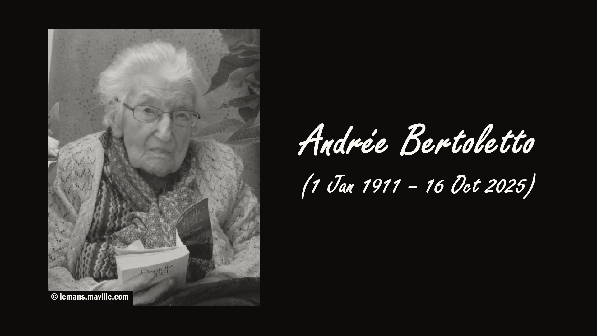French Supercentenarian Andrée Bertoletto Dies at 114