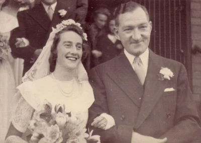 On his wedding day with Joan in 1948. (Source: The 100 Project)