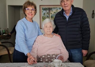 On her 109th birthday in July 2026, with her two children.