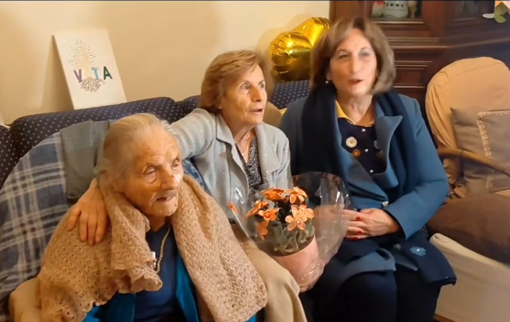 Lucia Laura Sangenito, oldest living Italian person, on her 115th birthday.