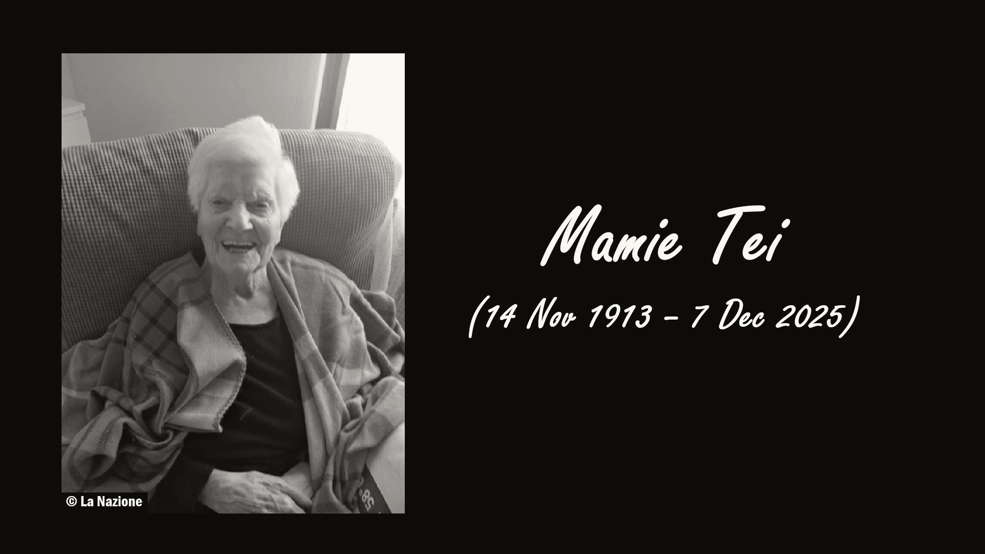Mamie Tei, the Oldest Person in Tuscany, Italy, Dies at 112