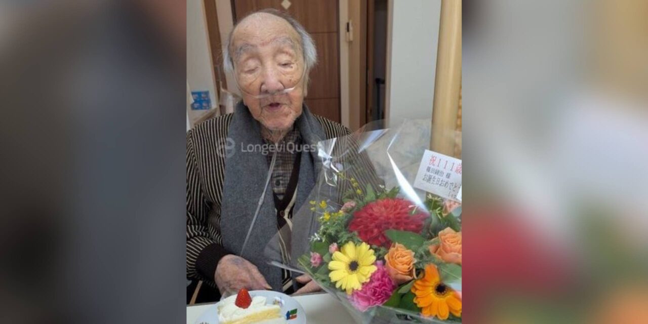 Ryoji Shinoda (篠田錂治), 111, Celebrates His Birthday in Osaka, Japan