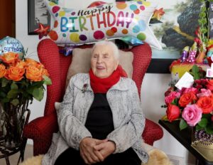On her 110th birthday. (Source: The Spec)