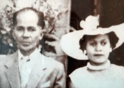 In the 1950s, with her husband. (Source: lexpress.mu)