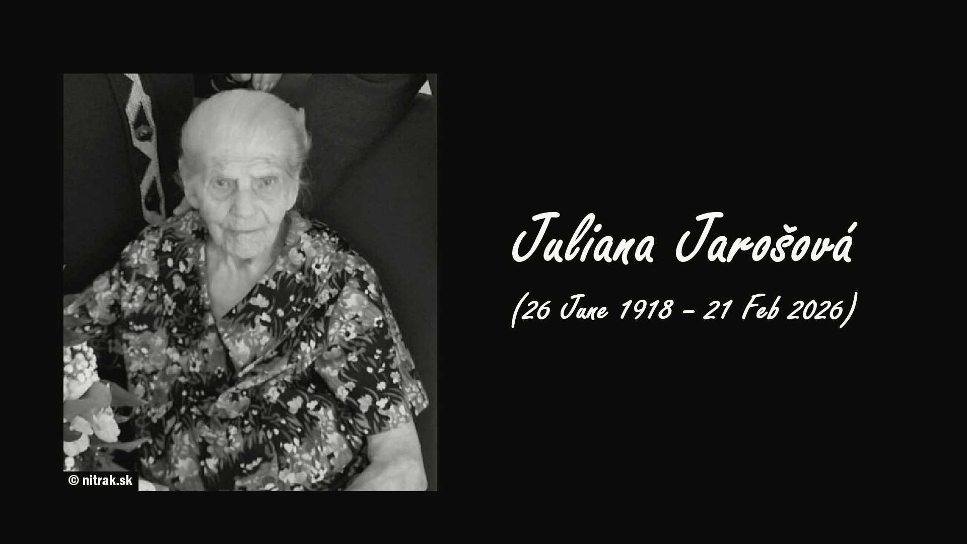 Juliana Jarošová, Slovakia's Oldest Person, Dies at 107