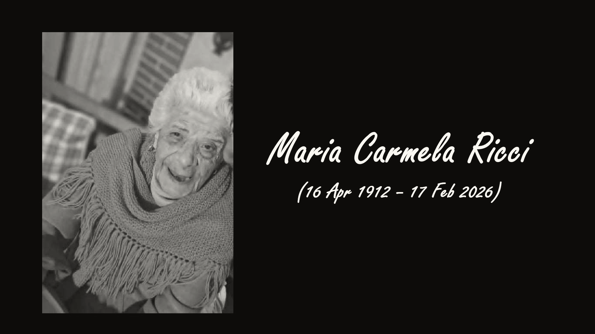 Maria Carmela Ricci, Italy's Second-Oldest Resident, Dies at 113
