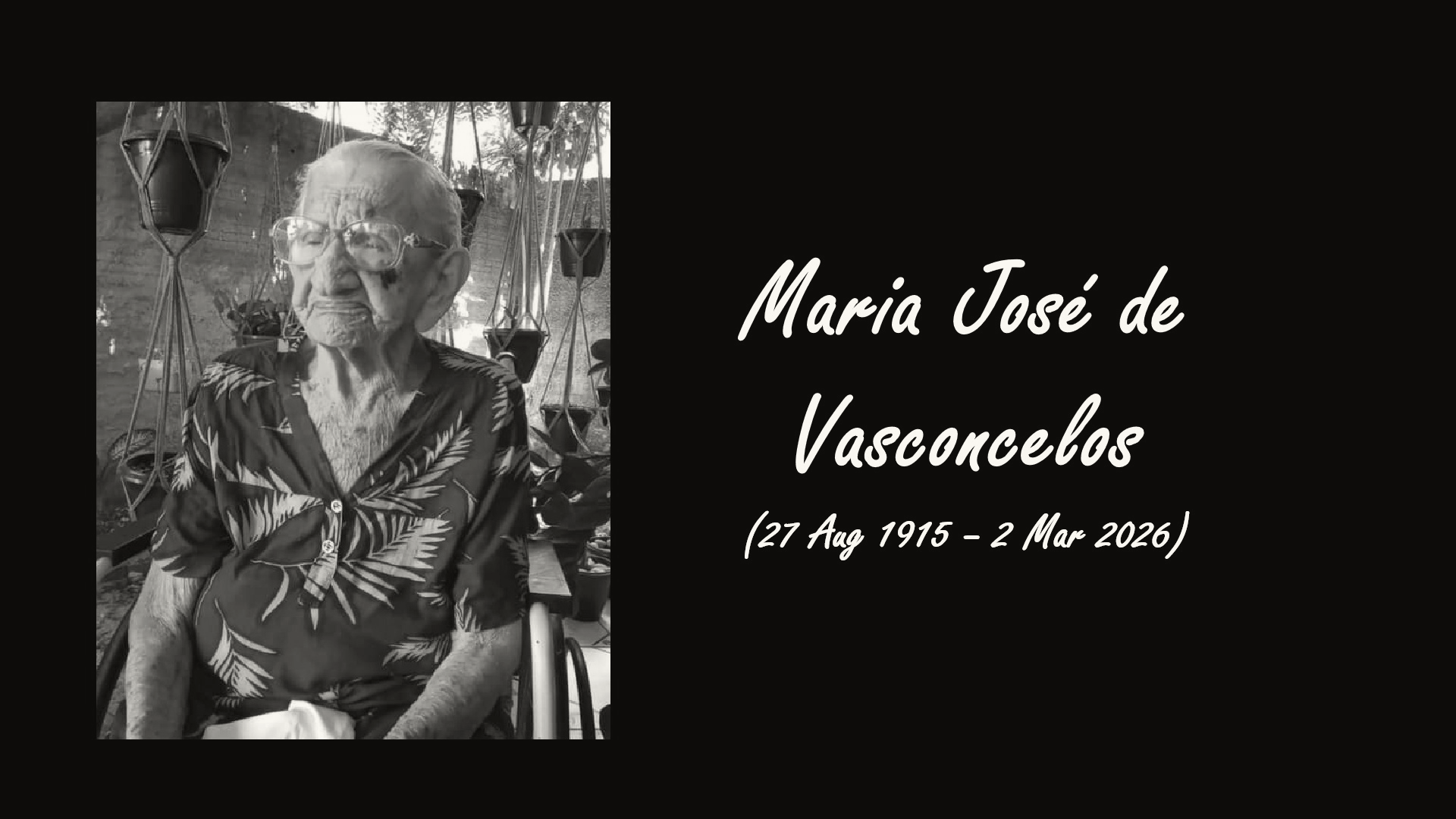 Brazilian Woman Maria José de Vasconcelos Dies at 110