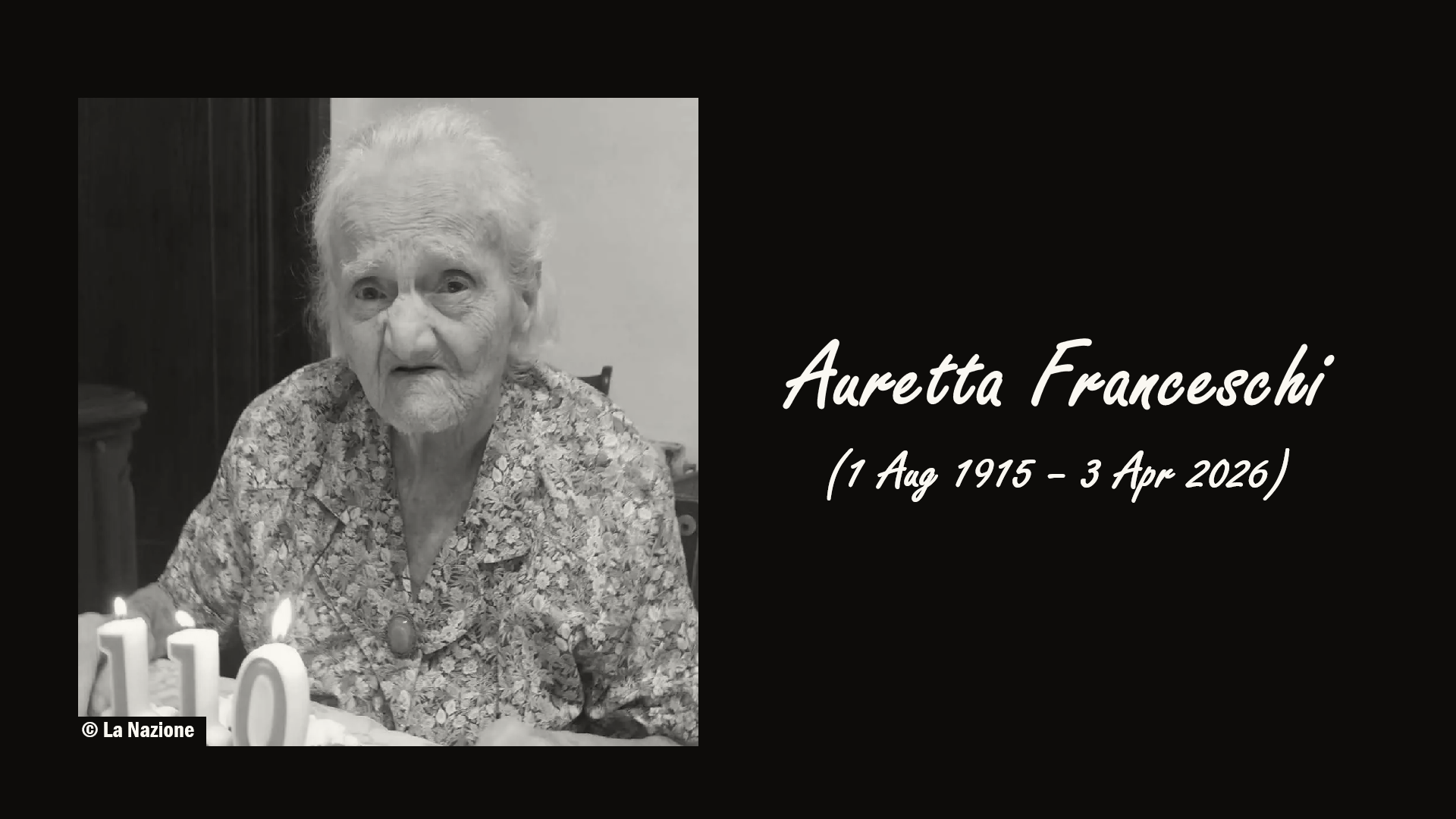 Italian Woman Auretta Franceschi Dies at 110
