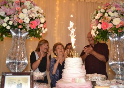 On her 100th birthday, with her children.