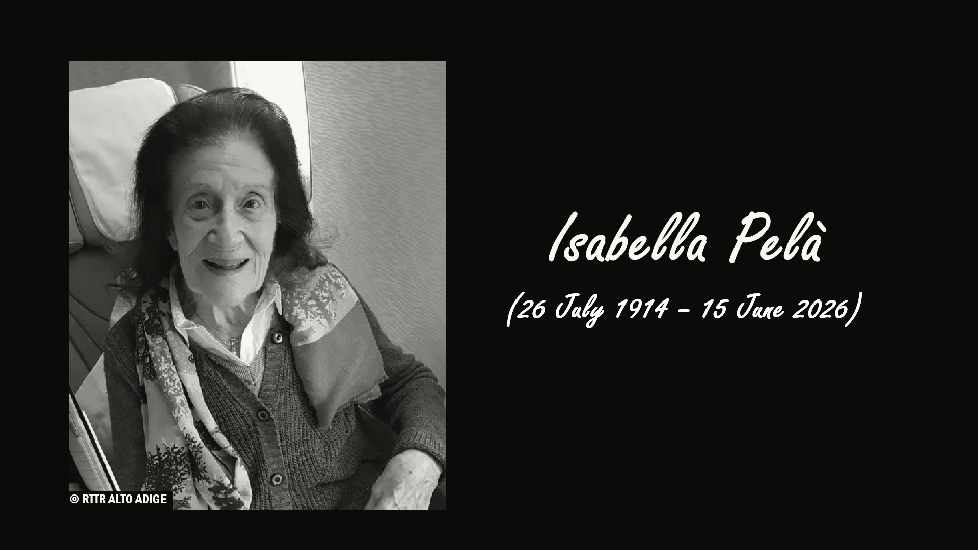 Isabella Pel&agrave;, Italy's Third-Oldest Person, Dies at 111