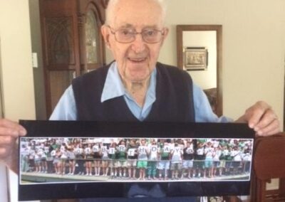 On his 100th birthday. (Source: Facebook / Rice Memorial High School)