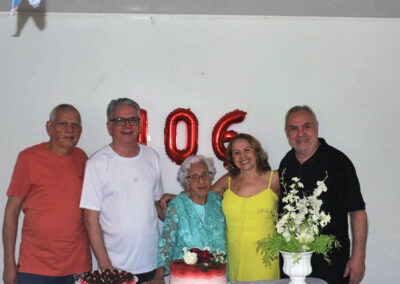 On her 106th birthday, with her four living children.