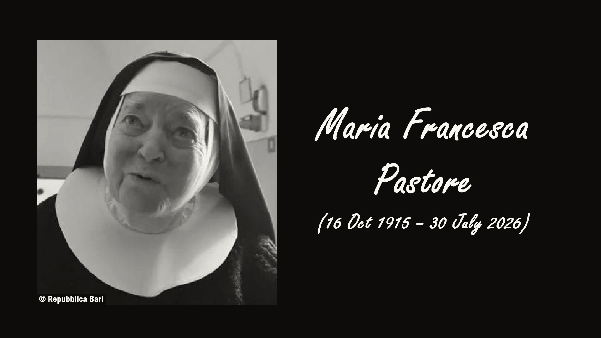 Sister Letizia, Italy's Oldest Nun, Dies at 110