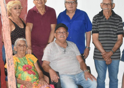 On her 105th birthday, with her five living children.
