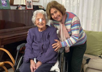 At the age of 108, with her daughter.