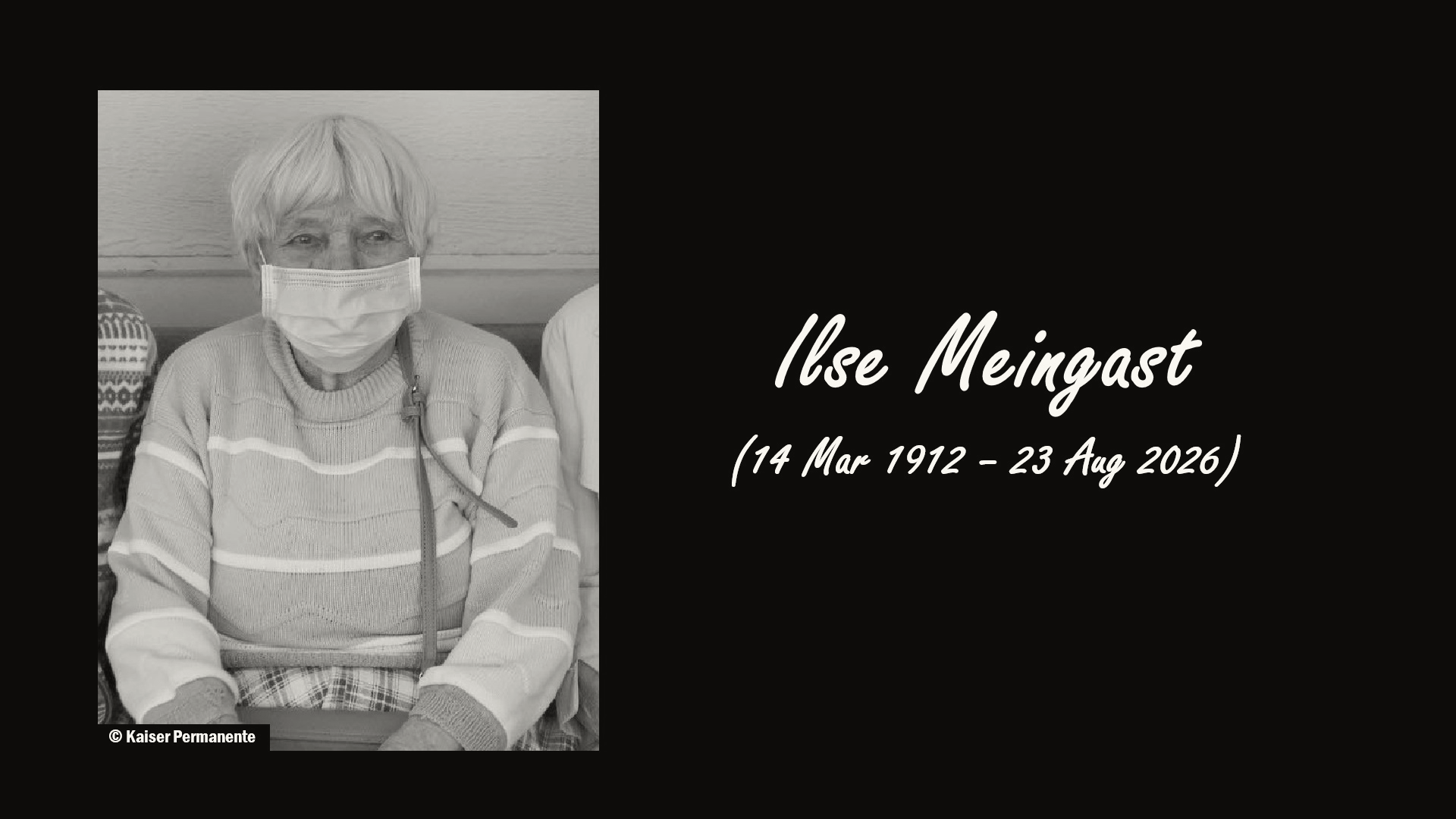 Ilse Meingast, California's Oldest Person, Dies at 114