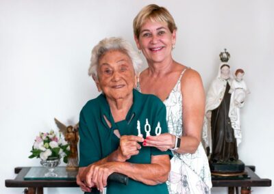 On her 100th birthday, with her daughter, Dr. Maria Goretti.