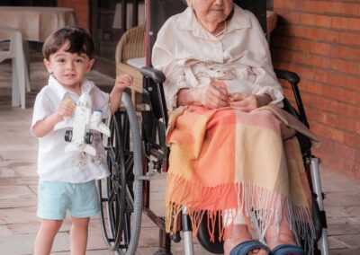On her 108th birthday, with her great-grandson.