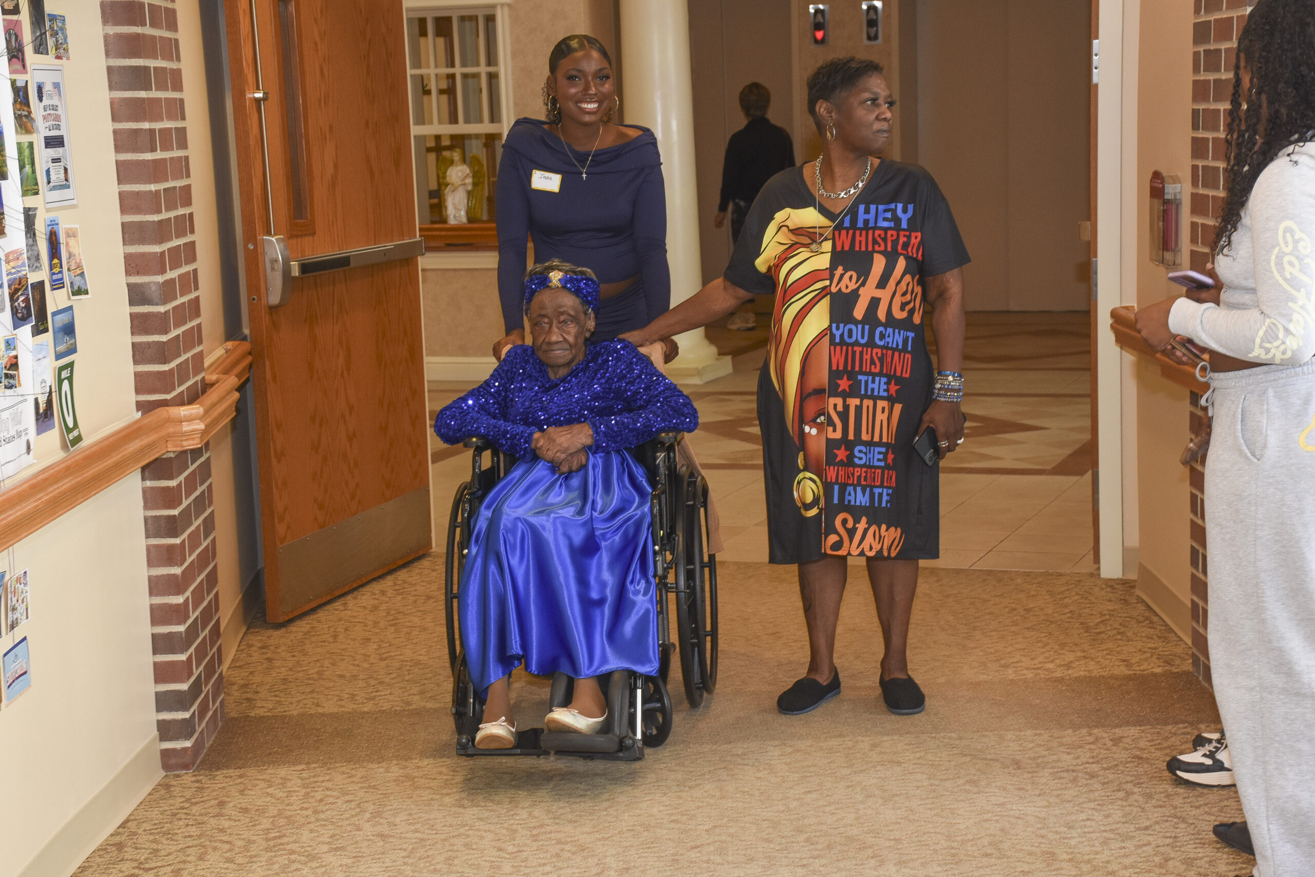 Naomi Whitehead arriving at her 116th birthday party.