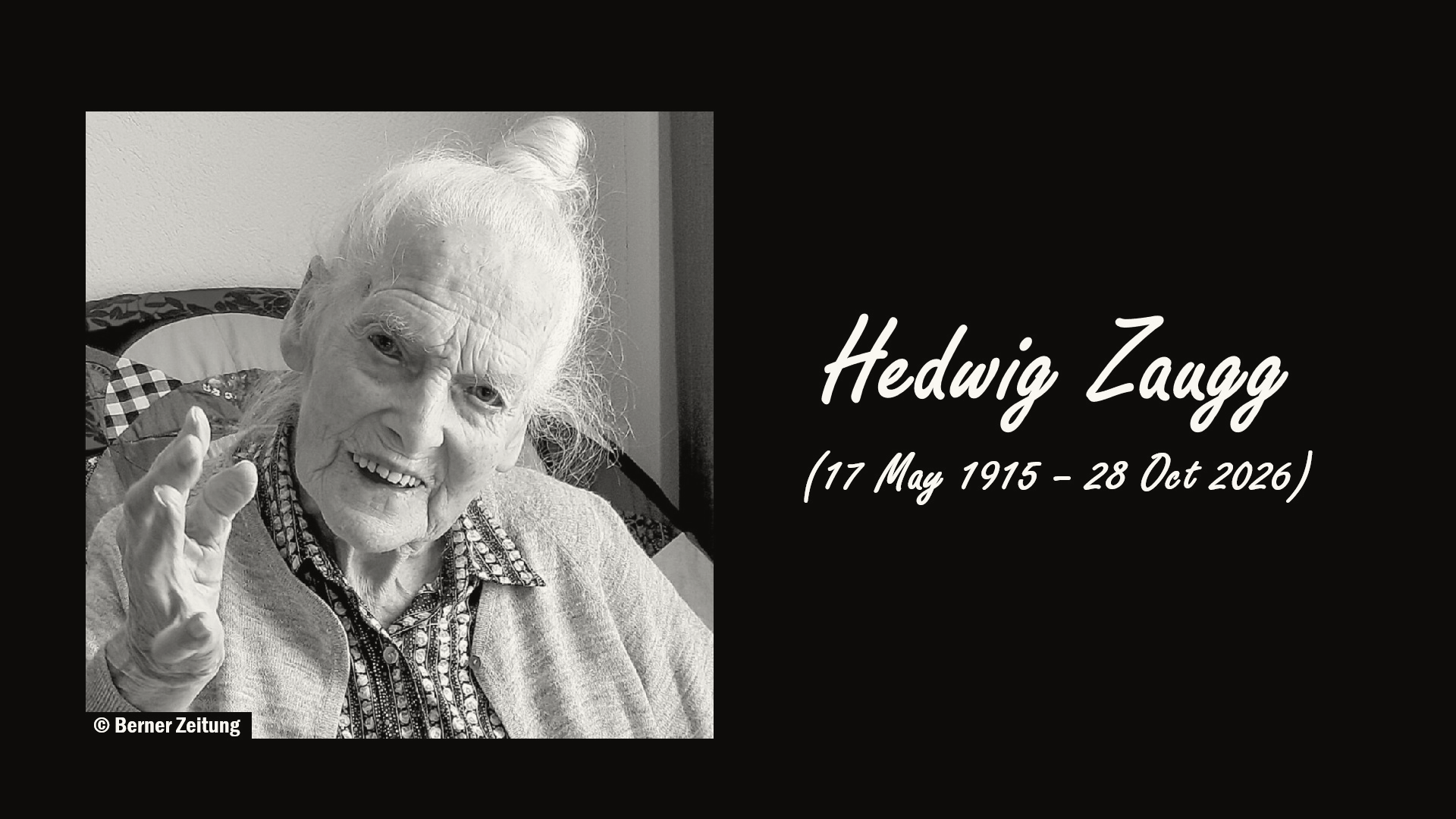 Hedwig Zaugg, Switzerland's Oldest Resident, Dies at 111