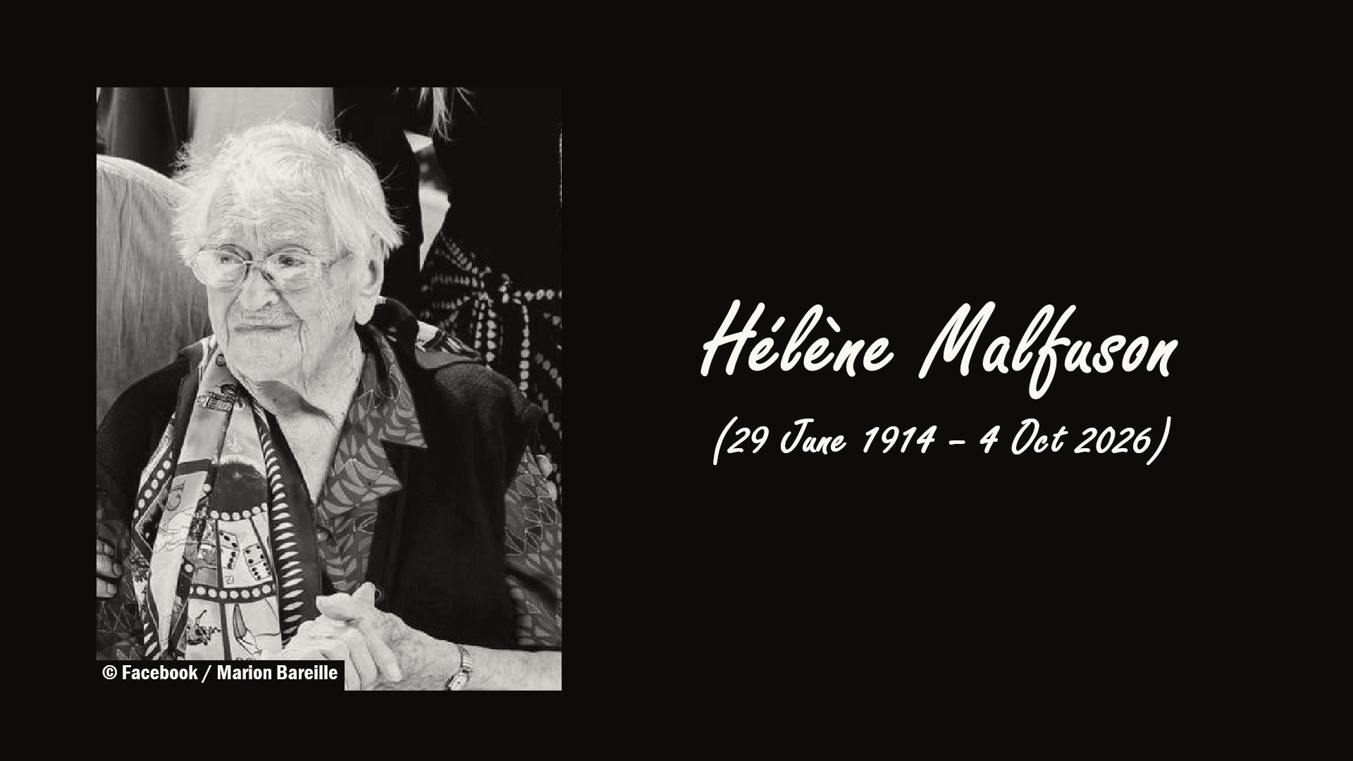 French Supercentenarian Hélène Malfuson Dies at 112
