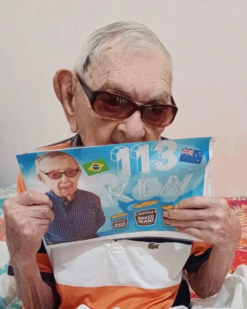 Jo&atilde;o Marinho Neto (Brazil), the world's oldest man, sends birthday greetings to Ken Weeks.